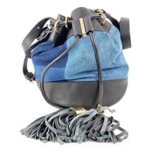 See By Chloe Blue and Black Hobo crossbody Bag with Drawstring Closure